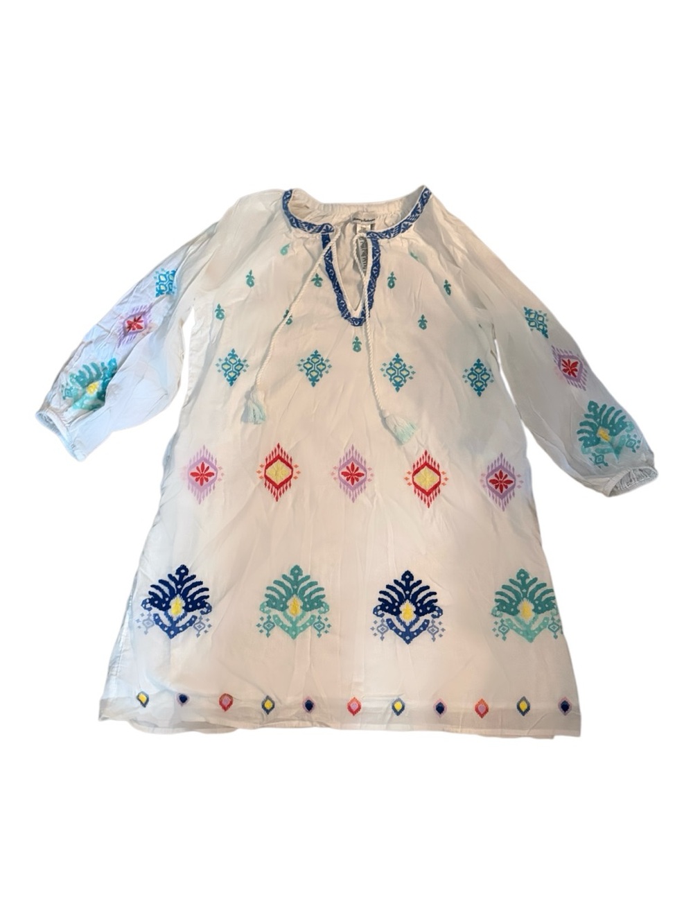 Tommy Bahama White Embroidered Boho Tunic Dress size M